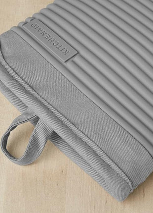 KITCHENAID Ribbed Soft Silicone Oven Mitt 2-Pack Set, 7.5"x13", Grey