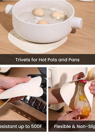 4 Pieces Oven Mitts and Pot Holders of Macaron Color Thickened Non-Slip Silicone Kitchen Gloves, Heat Resistant up to 500F, Essential for Kitchen Baking (makal-bai)