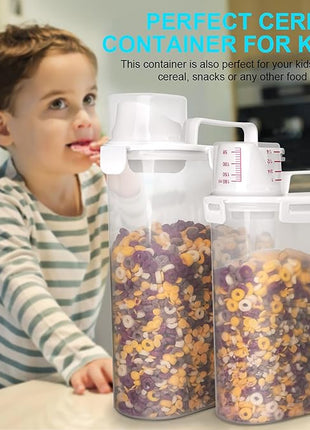 Rice Airtight Dry Food Storage Containers 2 Pack, BPA Free Plastic Storage Bin Dispenser with Pourable Spout, Portable Handle, Kitchen Pantry Organization for Cereal, Flour and Baking Supplies
