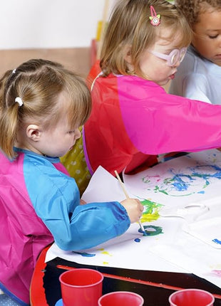 CUBACO Kids Painting Apron, 2pcs Waterproof Art Smocks For Child 3-8 Years, Kids Smocks for Painting Aprons with Long Sleeve