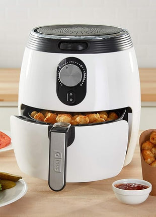 Dash Deluxe Electric Air Fryer + Oven Cooker with Temperature Control, Non-stick Fry Basket, Recipe Guide + Auto Shut off Feature, 1200-Watt, 3 Quart - White