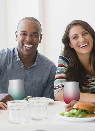 Insulated Wine Tumblers with Lid,12 oz Stainless Steel Stemless Wine Glasses Double Wall Vacuum Travel Tumbler Cup for Coffee, Drinks, Champagne, Beverage, Set of 2