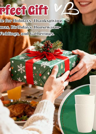 Homienly Drinking Cups 12 OZ Wheat Straw Cup Sets of 6 Reusable Water Drinking Glasses Dishwasher Safe Water Glasses Lightweight Tumbler for Kitchen - White