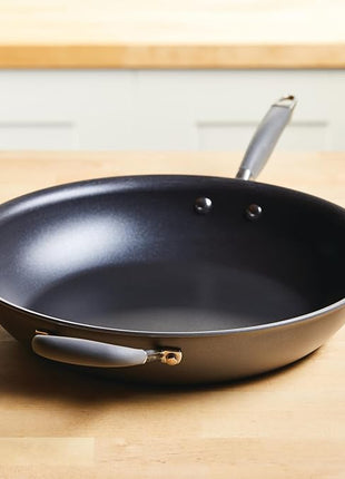 Anolon Advanced Home Hard Anodized Nonstick Frying Pan, 14.5 Inch – Large Skillet with Helper Handle, 14 Inch Nonstick Frying Pan, Durable Cookware - Moonstone