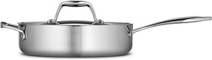 Tramontina Signature Tri-Ply Clad Stainless Steel 3-Quart Saute Pan with Lid, Induction-Ready Cooking Pan, Dishwasher-Safe, NSF-Certified, Made in Brazil