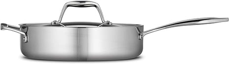 Tramontina Signature Tri-Ply Clad Stainless Steel 3-Quart Saute Pan with Lid, Induction-Ready Cooking Pan, Dishwasher-Safe, NSF-Certified, Made in Brazil
