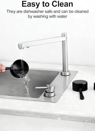 Measuring Cups and Spoons Set, Titanium-Plated Matte Black Stainless Steel 10 Piece for Cooking and Baking (5 Cups + 5 Spoons All Black)