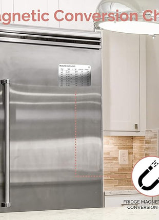 22-Piece Stainless Steel Measuring Cups and Spoons Set, Tad Dash Pinch Smidgen Drop Mini Measuring Spoons, Measuring Stick Leveler, Measurement Conversion Chart Fridge Magnet, (Country Chic)