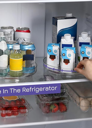 2 Pack 9 Inch Clear Acrylic Lazy Susan, Non-Skid Turntable Organizer for Cabinet, Kitchen, Pantry Organization Storage, Refrigerator, Vanity Makeup, Bathroom Countertop Organizing, Rotating Spice Rack