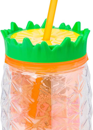 Silver Buffalo Disney Lilo and Stitch Greetings From Hawaii Featuring Scrump Pineapple Shaped Double Wall Tumbler, 16 Ounces