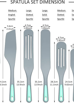 To encounter Silicone Spurtles Set, 7 Piece Nonstick Spurtle Kitchen Utensils, Silicone Spatula, Heat Resistant Spurtle for Salad Stir, Cake Make and Pan-Fried Steak