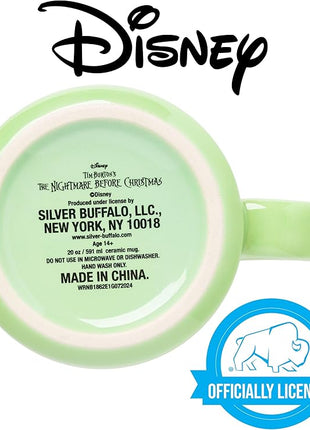 Silver Buffalo Disney Nightmare Before Christmas Making Christmas Fright Featuring Jack Skellington, Sally, Oogie Boogie, Shock, Barrel, and Scary Teddy Ceramic Camper Mug, 20 Ounces