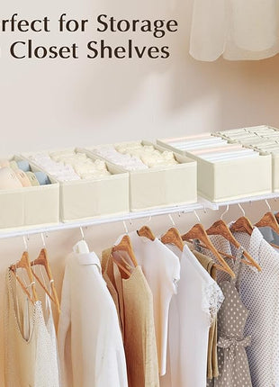 DIMJ Drawer Organizers for Clothing, Set of 8 Fabric Closet Organizers and Storage, Dresser Organizers, Drawer Dividers for Baby Clothes, Socks, Belt, Tie (Beige)