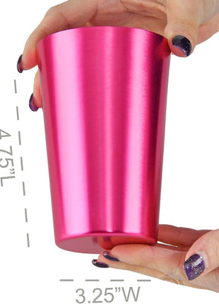 HOME-X Colorful Aluminum Drinking Cups Set of 6, Colored Metal Tumblers, Shatter Resistant, Stackable, 6 Metallic Colors- 12 Ounces