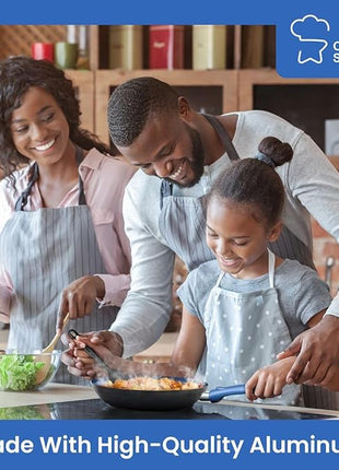 Chef's Star Pots And Pans Set Kitchen Cookware Sets Nonstick Aluminum Cooking Essentials 11 Pieces Blue