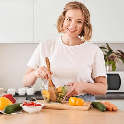 SPATUAMZ Wooden Spoons for Cooking, Wooden Kitchen Utensils Set, Natural Teak Cooking Spatula Set of 9 for Nonstick Pans and Cookware