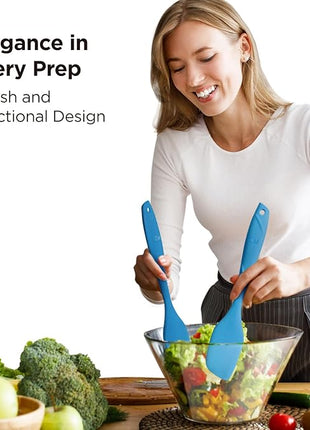 Kitchen Mama WaltzGrip Platinum Silicone Scraping Spatula: Heat Resistant, Seamless, Non Stick for Frying Pan Cookware, Safe, Flexible Bowl Scraper - Ideal for Mixing, Baking, Stirring (Blue)