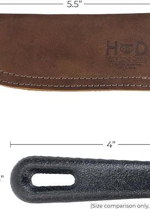 Hide & Drink, Full Grain Leather Hot Handle, Cast Iron Protector, Panhandle Potholder, Double Layered, Double Stitched, Slides On/Off Easily onto Metal Skillet Grips, Handmade, Swayze Suede