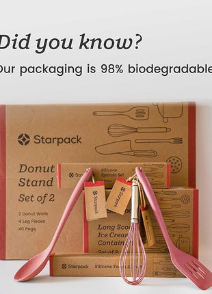 StarPack 'Scrape & Stir' Silicone Spatula Set (4 Pcs) - Heat Resistant Spatula Set 600°F - Food Grade Kitchen Spatulas - Nonstick Silicone Baking & Cooking Spatulas - Rubber Turner Set for Kitchen Use