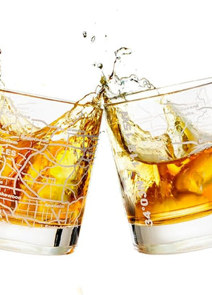 Greenline Goods Whiskey Glasses - 10 Oz Tumbler Gift Set for Los Angeles lovers, Etched with Los Angeles Map | Old Fashioned Rocks Glass - Set of 2