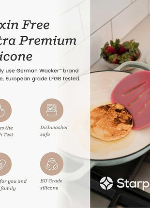 Starpack 'Flex & Flip' Flexible Silicone Turner Spatula (Wide) - High Heat Resistant Spatulas for Cooking Egg 600°F - Silicone Pancake Turner Spatula, LFGB Grade Non Stick Rubber Kitchen Utensils