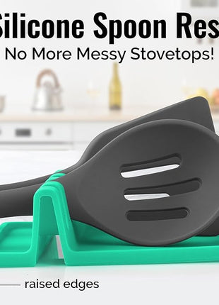 Zulay Kitchen Silicone Utensil Rest with Drip Pad for Multiple Utensils - BPA-Free, Heat-Resistant Spoon Rest & Spoon Holder for Stove Top - Kitchen Utensil Holder for Ladles & Tongs - Carnival Grass
