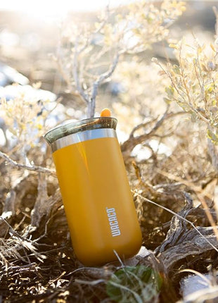 WACACO Octaroma Lungo Vacuum Insulated Coffee Mug, Double-wall Stainless Steel Travel Tumbler With Drinking Lid, 10 fl oz(300ml)， Amber Yellow