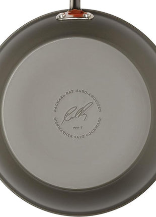 Rachael Ray Brights Hard Anodized Nonstick Frying Pan / Fry Pan / Hard Anodized Skillet - 8.5 Inch, Gray with Orange Handles