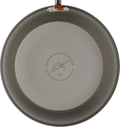 Rachael Ray Brights Hard Anodized Nonstick Frying Pan / Fry Pan / Hard Anodized Skillet - 8.5 Inch, Gray with Orange Handles