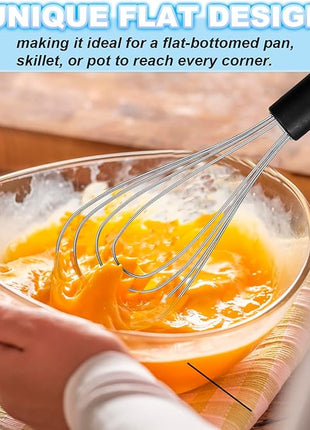 Anaeat Stainless Steel Kitchen Whisk Set of 4, Milk and Egg Beater Blender with Thick Wire for Whisking, Cooking, Baking, Beating and Stirring - 11'' Flat Whisk and 8.5''+10.5''+12'' Balloon Whisks