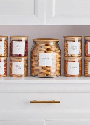 Talented Kitchen Pantry Labels for Containers - 144 Matte Vinyl Stickers, 2.5 x 2.5 in, Black on White, Water Resistant - Food Labels & Ingredient Stickers for Spice Jars & Baking Organization