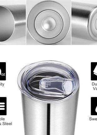 VEGOND Stainless Steel Tumblers Bulk 12 Pack, 20 oz Vacuum Insulated Skinny Tumblers with Lids and Straws, Double Wall Slim Tumbler, Travel Water Cup