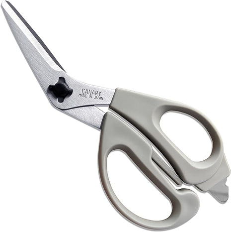 CANARY Japanese Kitchen Shears with Cutter 7.5" Offset Angled Blade, Made in JAPAN, Dishwasher Safe Come Apart Blade, All-Purpose Detachable Kitchen Scissors, Rust Proof Japanese Stainless Steel, Gray
