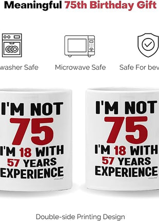 75th Birthday Coffee Mug - 75th Birthday Gifts for Men and Women - Vintage 1950, Best Gifts for Her, Him, Mom, Dad, Grandma, Grandpa - 75 Year Old Man or Woman, 75th Bday Presents Ideas 11oz Cup