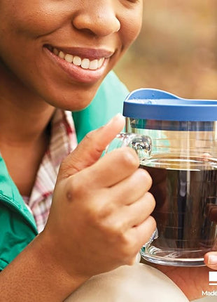 Tervis Clear & Colorful Tabletop Made in USA Double Walled Insulated Tumbler Travel Cup Keeps Drinks Cold & Hot, 16oz Mug, Elderberry Wild