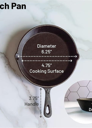 Backcountry Iron 6-1/2 Inch Round Small Pre-Seasoned Cast Iron Skillet