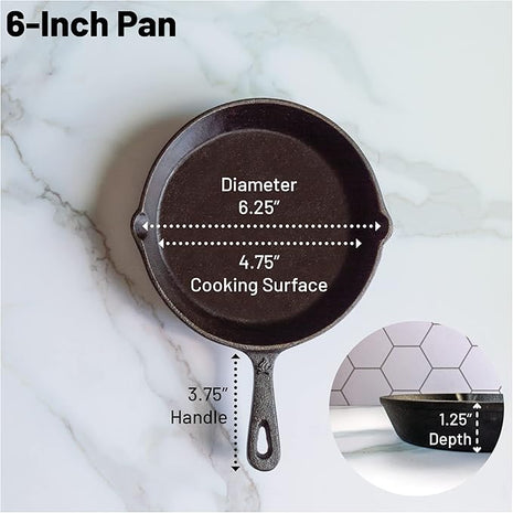 Backcountry Iron 6-1/2 Inch Round Small Pre-Seasoned Cast Iron Skillet