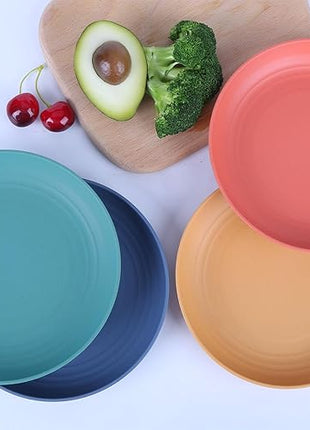 LuckyZone 10 Inches Unbreakable Wheat Straw Plates - Reusable Plate Dinner Set - Dishwasher & Microwave Safe - Healthy, BPA Free & Eco-Friendly (10 Inches/4 Color_H)