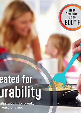 Kaluns Silicone Spatula Set, 4 Rubber Spatulas 600°F Heat Resistant, Nonstick Seamless Design with Stainless Steel Core, Dishwasher Safe, BPA free, Bonus Tongs Included