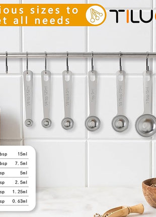 TILUCK Stainless Steel Measuring Spoons Set,Coffee Scoop Spoon,Kitchen Gadgets for Cooking & Baking,Set of (6)