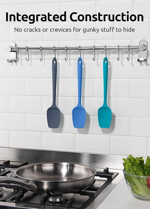 U-Taste Silicone Spoon Spatula Set, 600ºF High Heat Resistant Food Grade Flexible Rubber Scraper, Cooking Mixing Baking Kitchen Utensils Set of 3 (Multicolors)