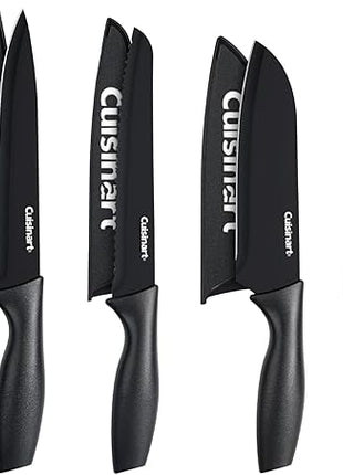 Cuisinart Knife Set, 12pc Ceramic Coated Knife Set with 6 Blades & 6 Blade Guards, Lightweight, Stainless Steel, Durable & Dishwasher Safe (Black)