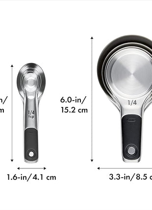 OXO Good Grips Stainless Steel Measuring Cups and Spoons 8-Piece Set, 4 Cups and 4 Spoons