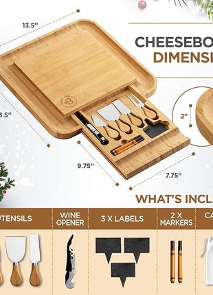 Charcuterie Board Gift Set - Bamboo Cheese Board and Knife Set - Housewarming Gifts for New Home, Wedding Gifts for Couples 2025, Bridal Shower Gifts, Birthday Gifts for Women