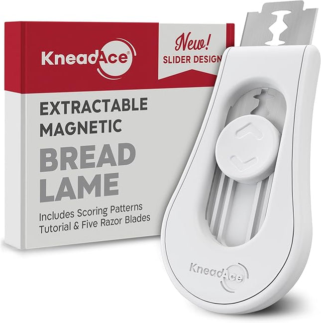 KneadAce Upgraded Magnetic Bread Lame, Professional Dough Scoring Tool with Extractable Blade, Sourdough Bread Tool for Baking, Includes Scoring Pattern Booklet & 5 Replaceable Razor Blades