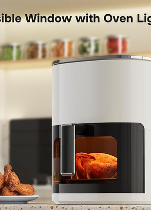 Simple Deluxe Air Fryer - 6.34 QT Digital Airfryer with Visible Window, 12 Presets Functions, Nonstick and Dishwasher-Safe Basket, 1700W, Beige