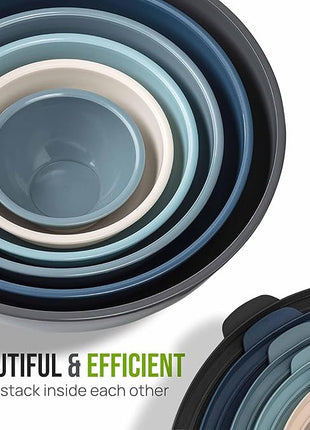 Zulay Kitchen 12 Piece Plastic Mixing Bowls with Leak-Proof Lids Set - Microwave and Freezer Safe Kitchen Mixing Bowls for Preparing, Serving and Storing - Large Nesting Bowls (Twilight Ombre)