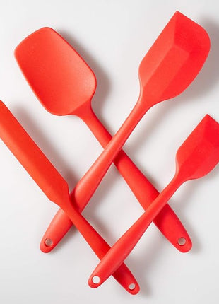 4 Piece Silicone Spatula Set, Flexible Heat Resistant Non-scratch Baking Cooking Rubber Spatulas with Stainless Steel Core, Red