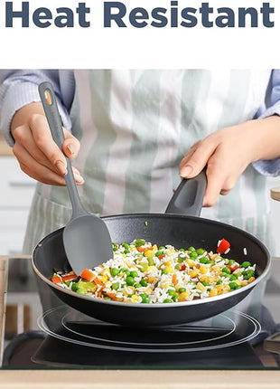 5 Pieces Silicone Spatula Set, Food Grade Rubber Spatula, Upgrade Strong Handle with Ergonomic Grip, Heat Resistant Up to 600°F for Nonstick Cookware, Cooking Gray