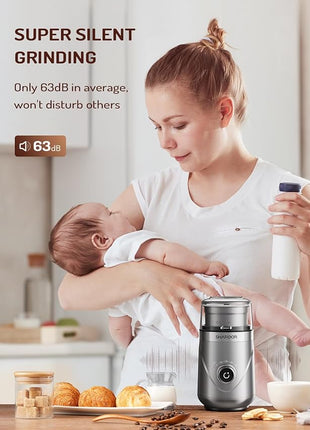 SHARDOR Electric Super Silent Blade Coffee Grinder, Timed Grind Control Rotary Knob, Adjustable Coarse to Fine for Coffee Beans, Spices & Herbs, with 1 Removable Stainless Steel Bowl, Sliver